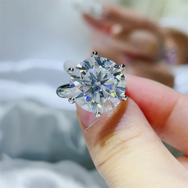 SACE GEMS GRA-zertifizierter 5–10 CT Moissanit-Ring VVS1 Lab-Diamant-Solitärring für Frauen, Verlobung, Versprechen, Ehering-Schmuck