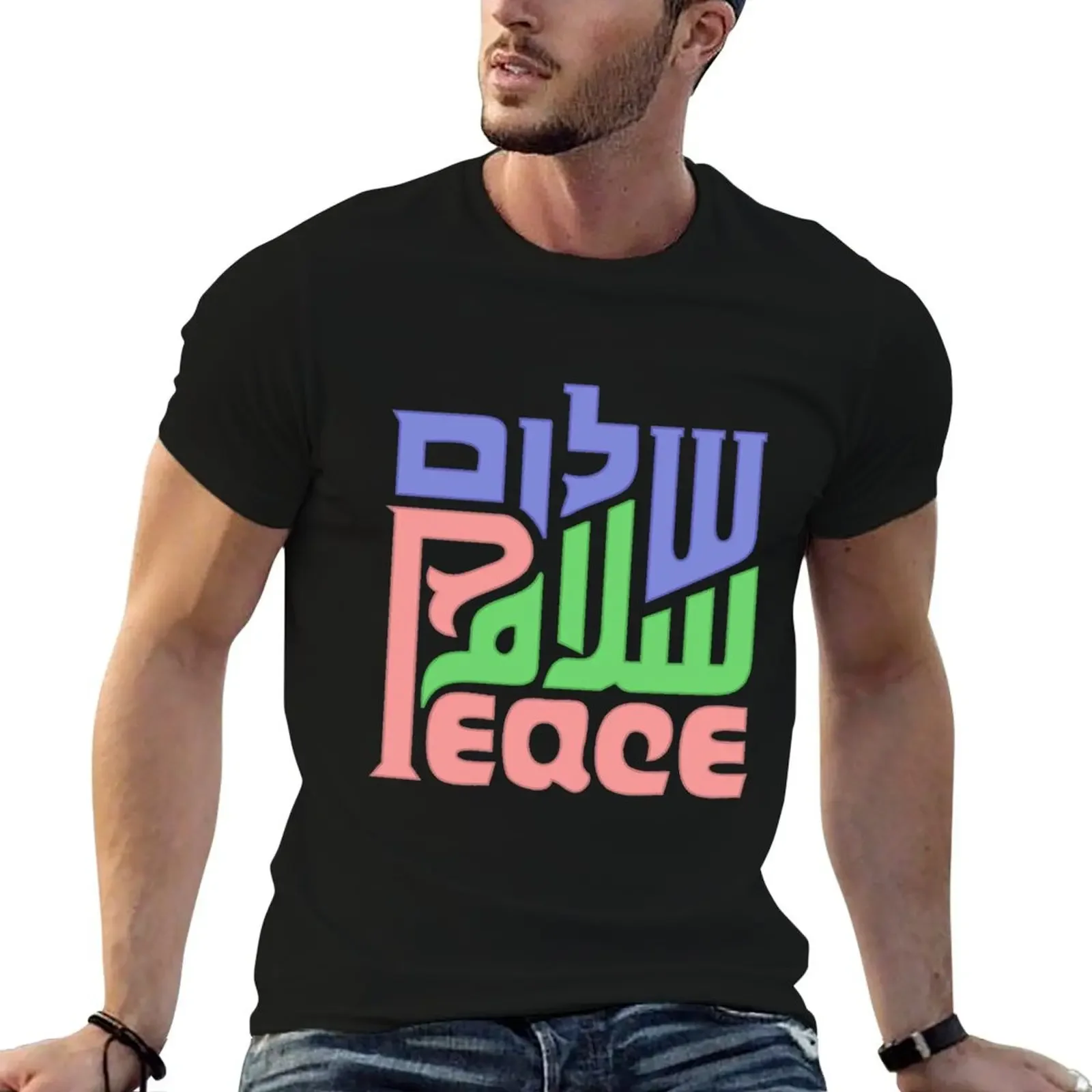 

Trilingual peace graphic T-Shirt anime Blouse vintage t shirts mens champion t shirts