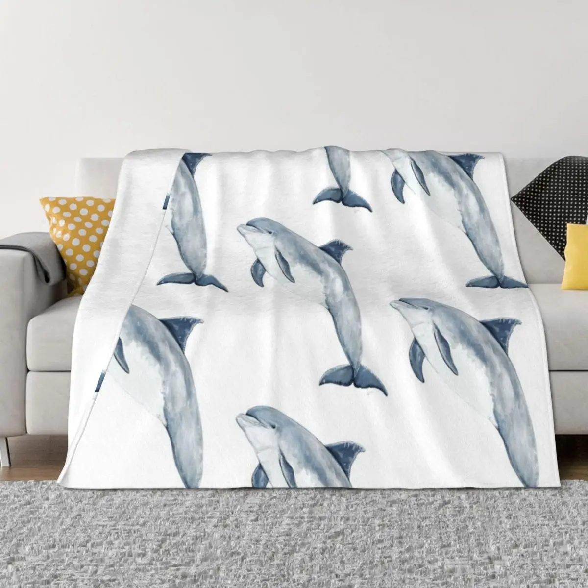 

Bottlenose dolphin Tursiops Throw Blanket anime Summer Furrys Plush Blankets