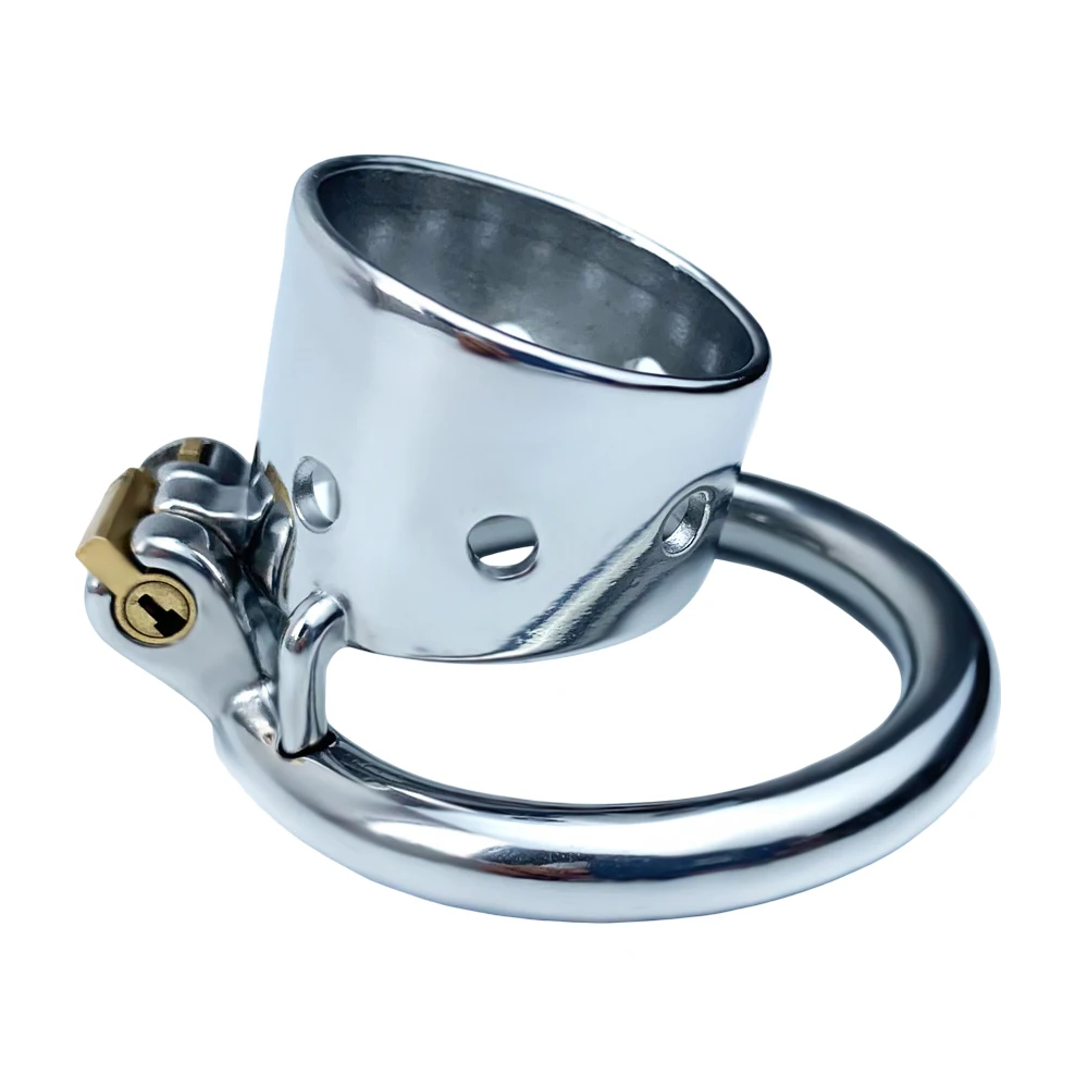 FRRK Bentuk Tabung Silinder Perangkat Kandang Kesucian Pria Penahan Penis Permainan Budak Pria Cincin Kunci Ayam Busur Mainan Seks Pasangan Toko BDSM