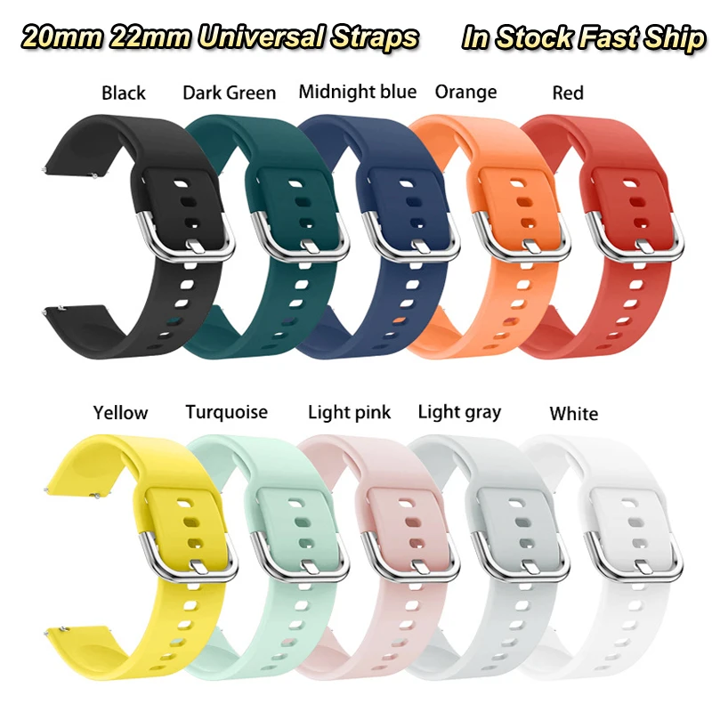 

Universal Watchband 20mm 22mm Silicone Strap for Huawei Samsung Amazfit GTS/2/2e/3/4 GTS2 Mini LIGE COLMI Bracelet Smart Watch