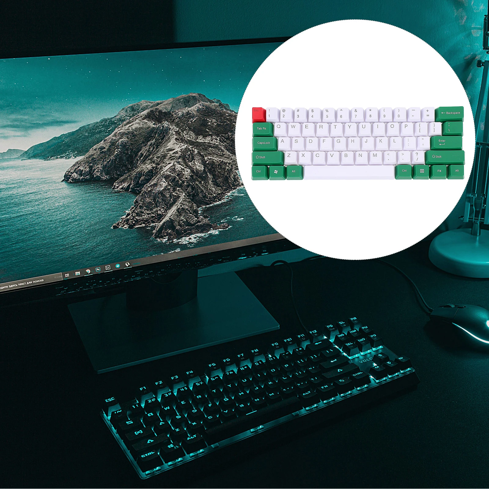 

Gamer Double Color-blocking Keycaps Computer Keyboard Mechanical Accessory Office