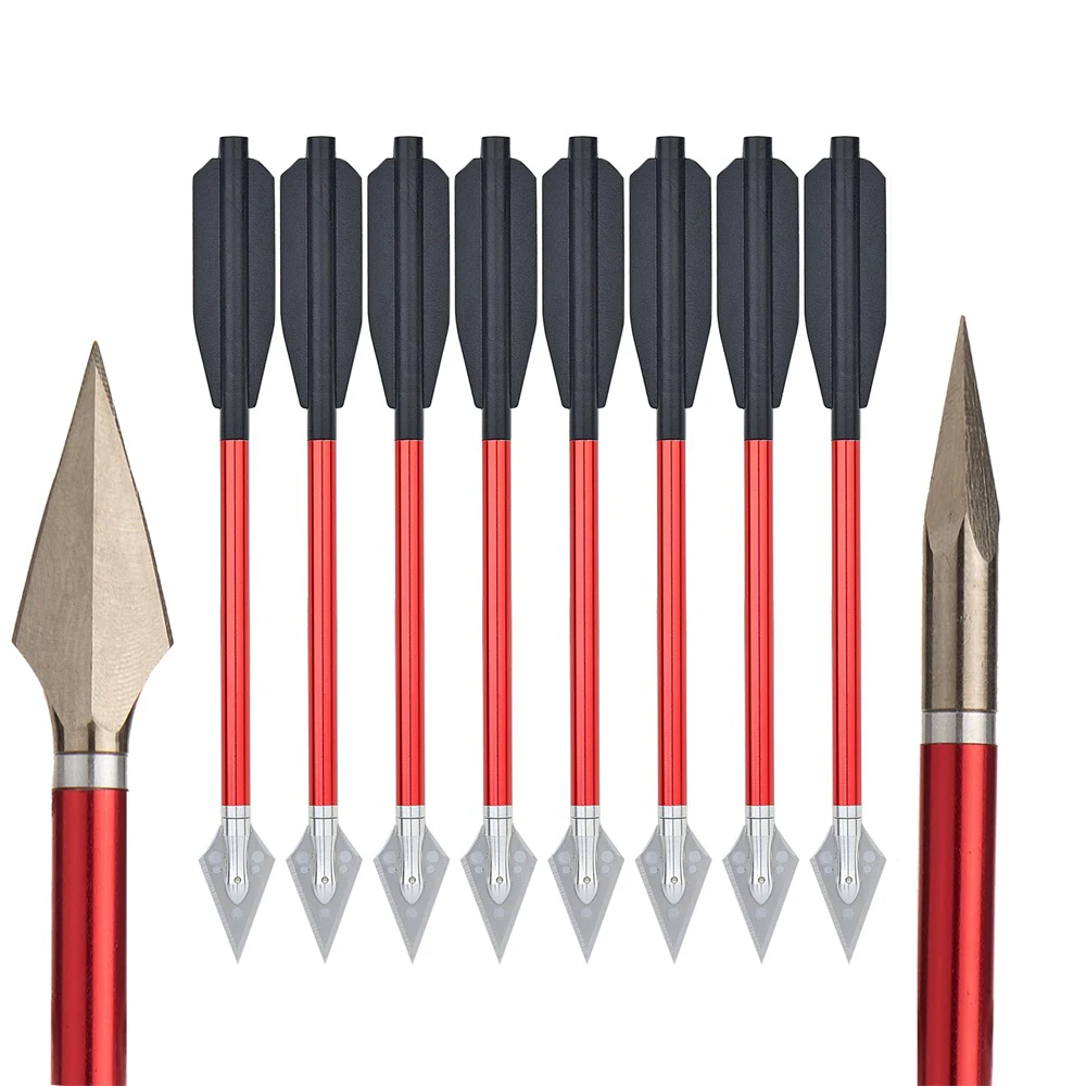 12pcs Hunting Aluminum Arrows 6.25inch Replaceable Practice Arrow Tip Short Arrow for Outdoor Hunting Shooting Crossbow Arrow