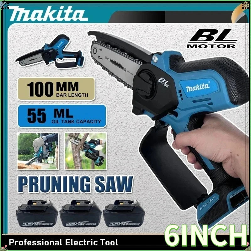 

Makita 6 Inch Chain Saw Handheld Portable Wood Logging Chainsaw Garden Pruning Wood Power Tool For Makita Battery