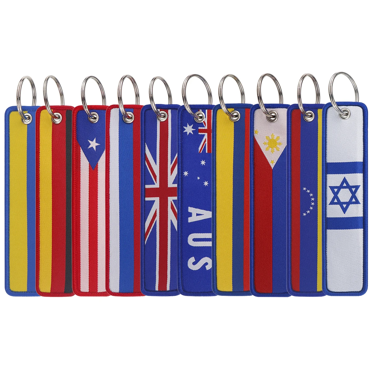 

Flags Sign Embroidery Key Fob Nation Key Tag For Cars Backpack Chaveiro Keychain Fashion Keyring Gifts for Men Women Accessories