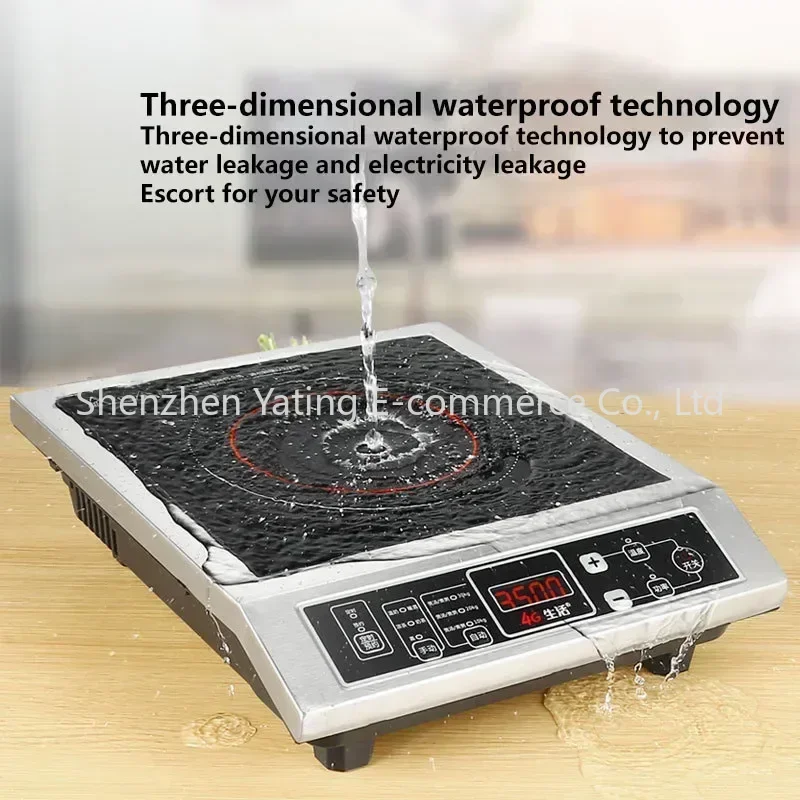 Cocina de Inducción de 3500W, botón para freír de alta potencia, Cocina eléctrica comercial, estufas de Inducción para cantimplora