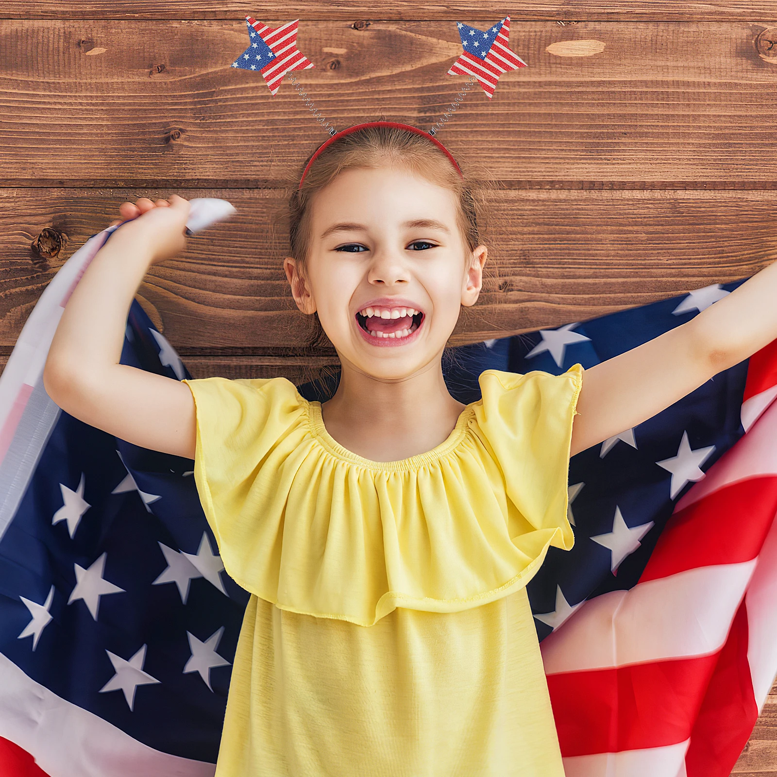 

4Pcs Children Headband American Flag Hair Hoops Lightweight Festival Independence Day Kids Clasps Photo Prop Girls Gift