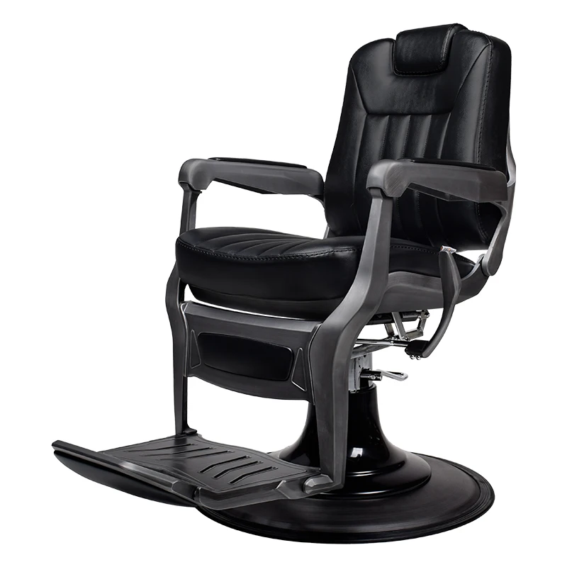 Unique Design Barbershop Black Hairdressing Salon Chair Round Base Recliner Chair For Barber And Stylist