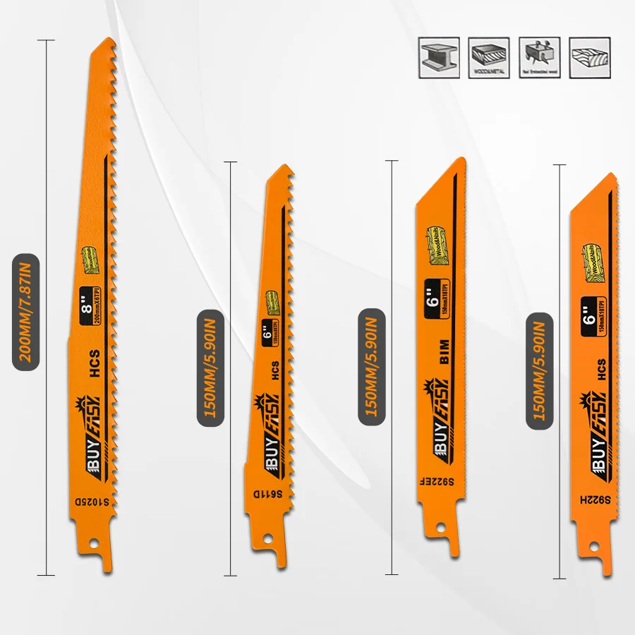 10 stks HCS Verdikte Zaagbladen Set Multifunctioneel voor Hout Metaal Vezelplaat Reciprozaag Power Tool Accessoires Kit