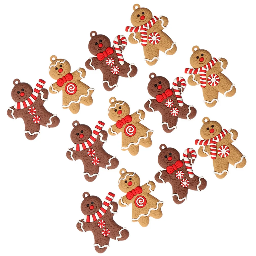 

12 Pcs Oh Plastic Gingerbread Men Christmas Hanging Ornament for Tree Decorations