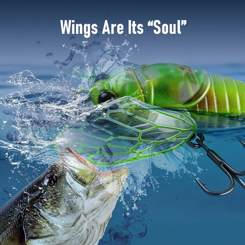 

Реалистичная приманка-цикада для рыбалки, плавающая на поверхности воды, с крыльями, 2 размера, искусственные приманки в виде насекомых для пресноводного окуня