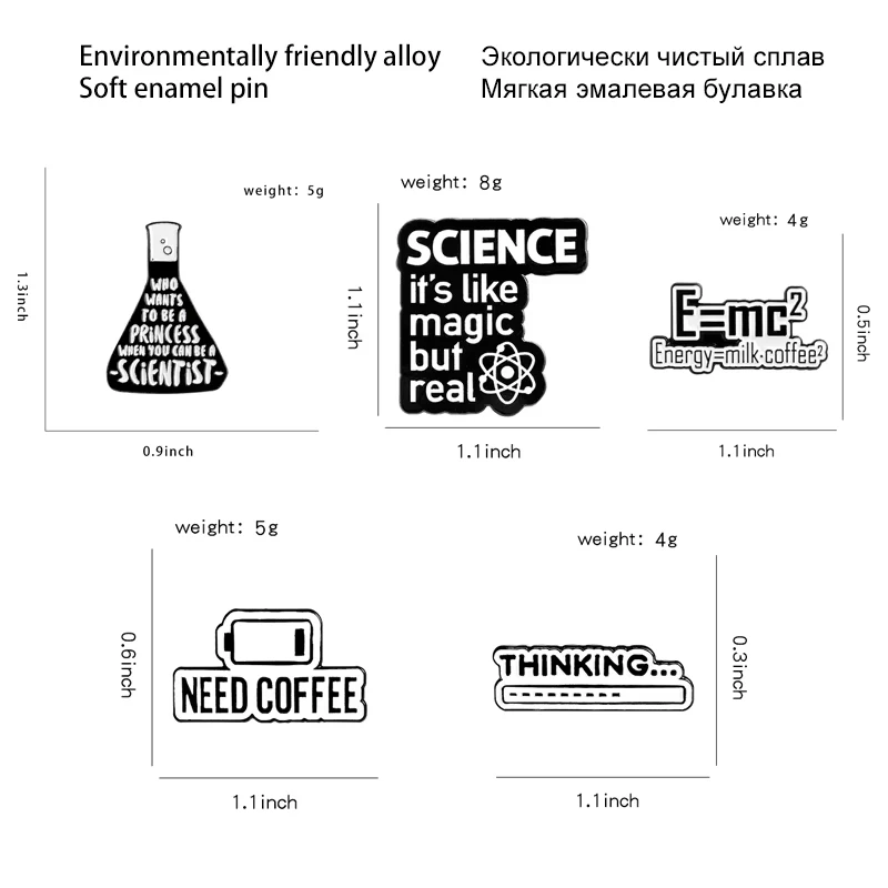 Cartoon Science Chemical Enamel Pin Microscope Beaker Molecular DNA Biological Experimental Metal Brooches Lapel Badge Jewelry