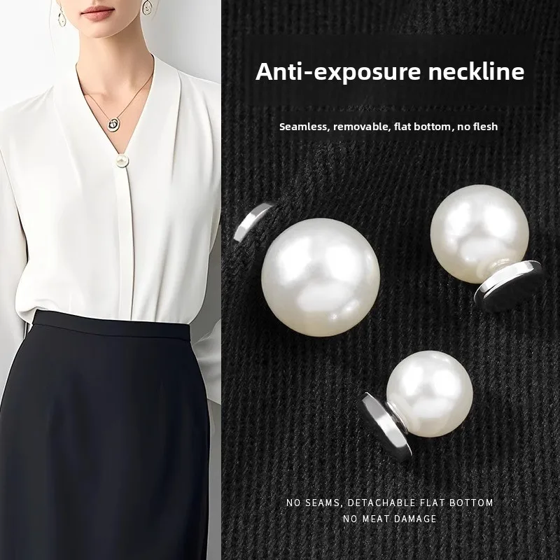 10PCS Pearl Invisible Sew-Free Wardrobe Security Button - Elegant Anti-Gap Solution for Shirts & Blouses