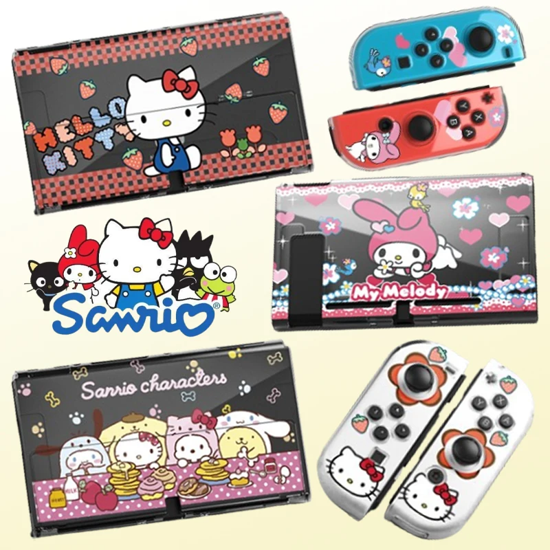 Sanrio Hello Kitty Case for Nintendo Switch OLED NS Game Host Console Joy-Con Controller Shell Protective Transparent Hard Cover