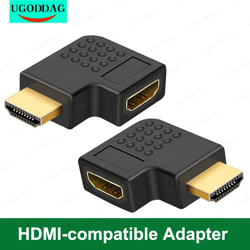 Kompatybilny z HDMI Adapter męski na żeński 90 270 stopni prawy lewy konwerter adapador dla PS4 Projetor HDTV ekran do laptopa PC