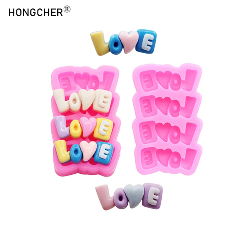 LOVE Letters Silicone Mold DIY Phone Case Hair Accessories Headdress Resin Accessories Refrigerator Water Cup Decoration Molds