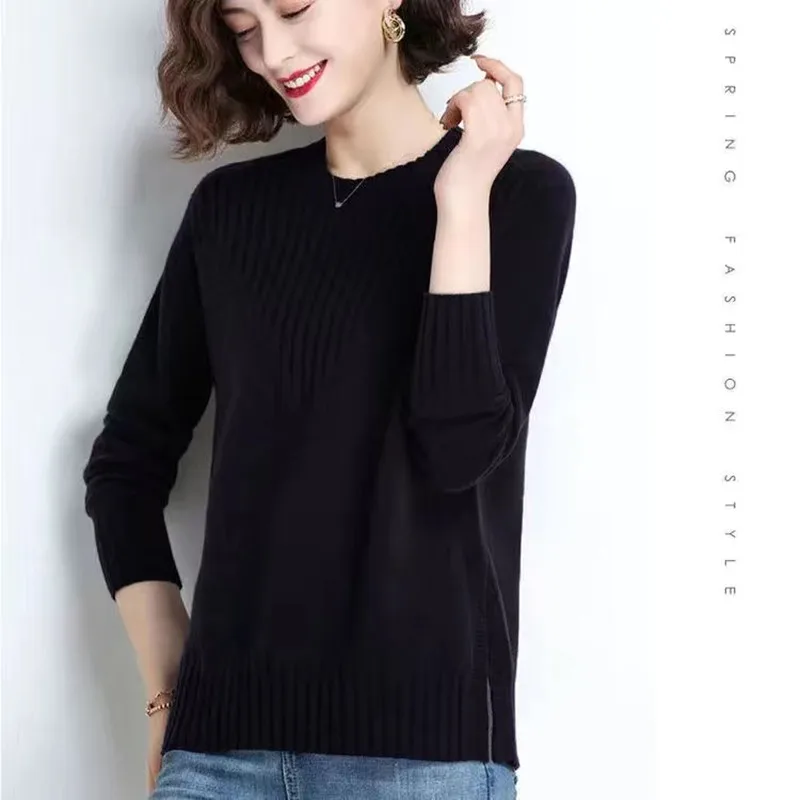 Round Neck Sweater Knitted Pullovers Jumpers Basic Soft Sweaters For Women Spring Autumn Winter Knitwears Pull Femme Tops