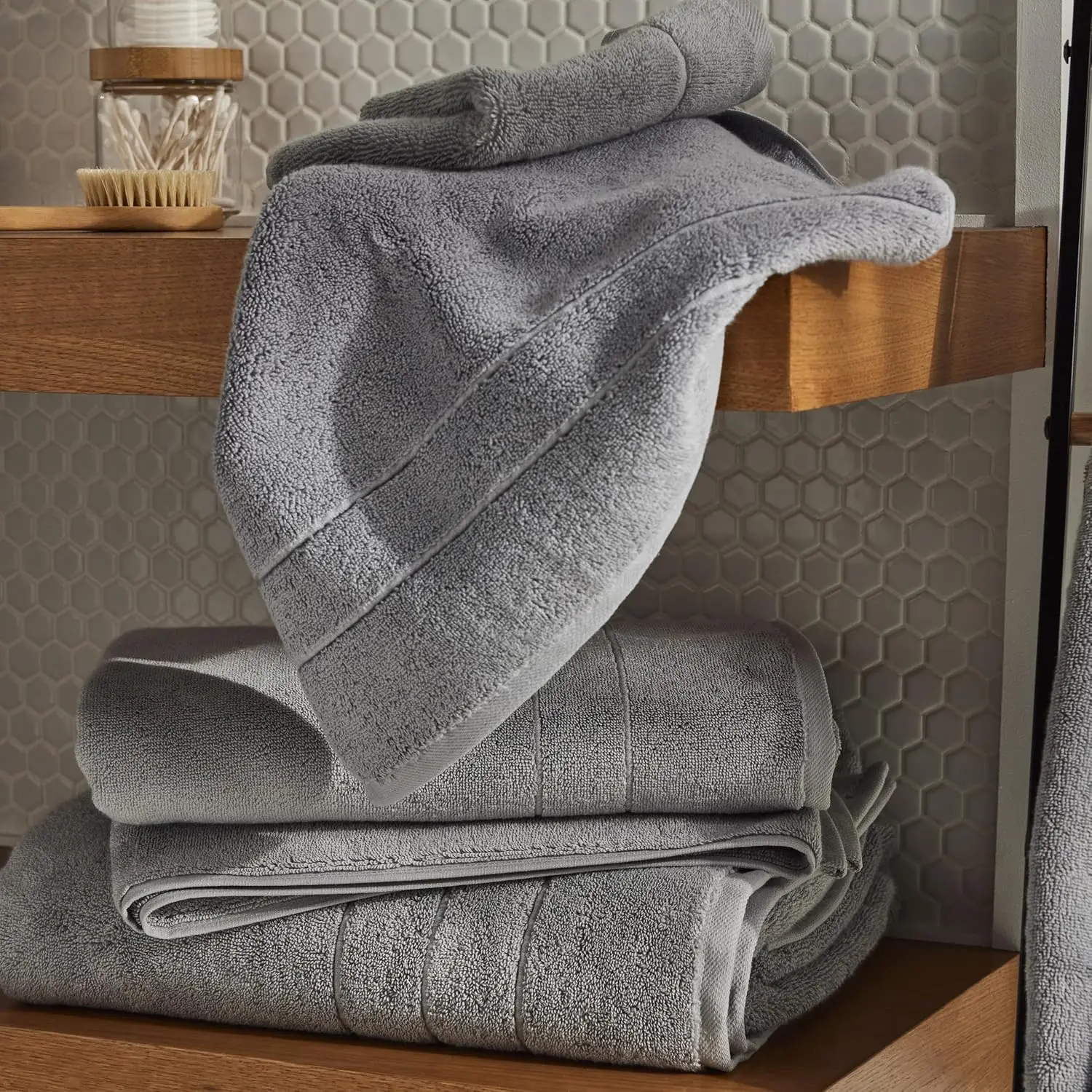 Super-Plush Turkish Cotton Bath Towel Set - Includes 4 Bath Towels in Smoke Grey 100% Cotton | Best Luxury Spa Towels