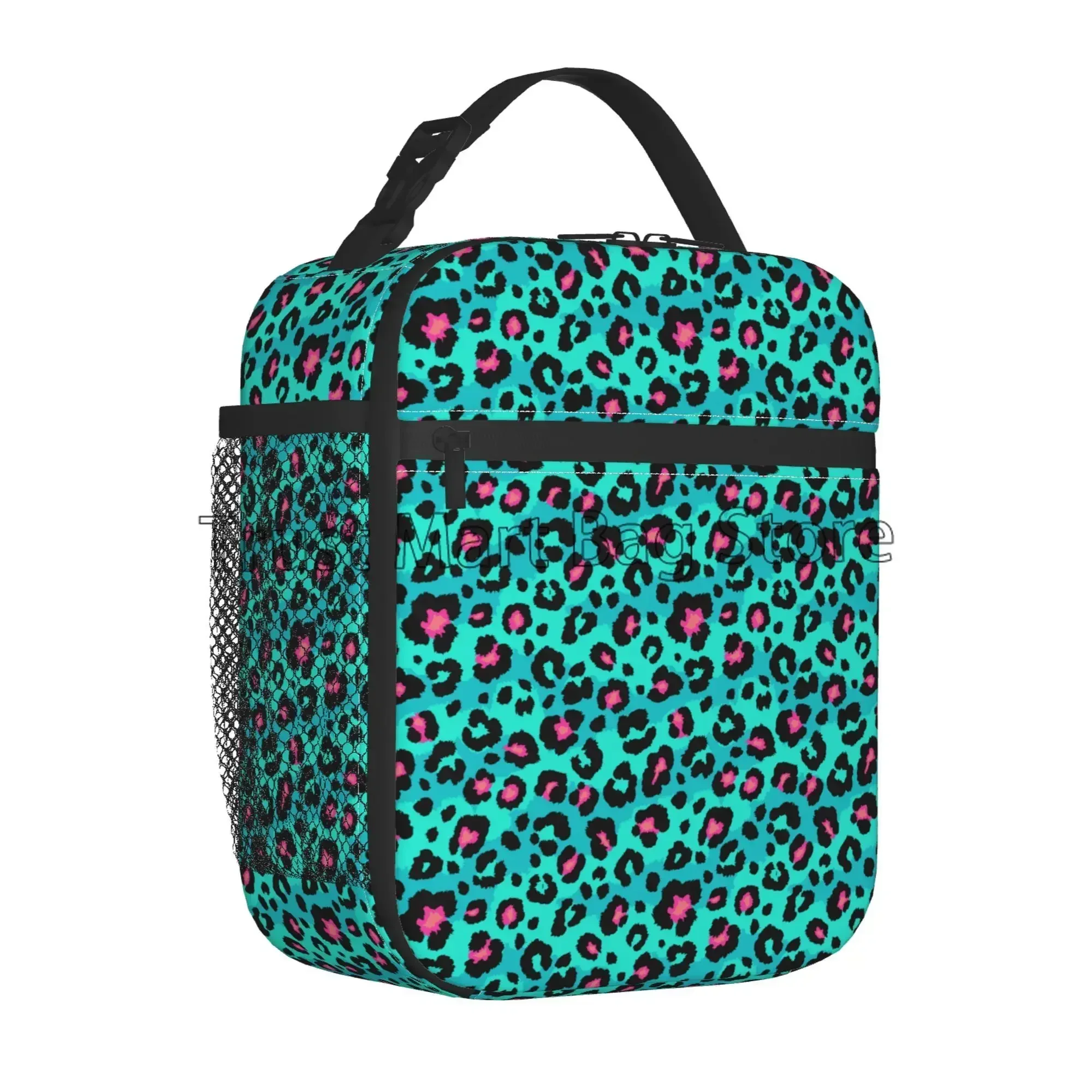 Leopard Print Lunch Bag Cheetah Pink Insulated Lunch Box Reusable Portable Cooler Bento Tote for Adults Kids Work School Picnic