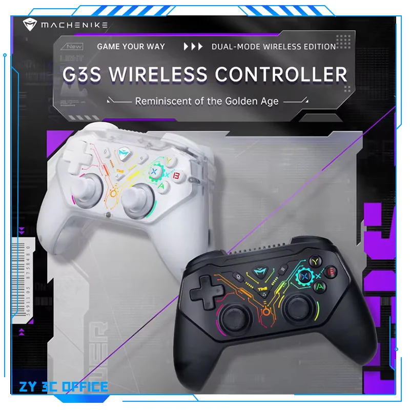 

MACHENIKE G3S Wireless Gaming Controller USB+2.4GHz Gamepad Linear Triggers 8-way D-pad Applies to Nintendo Switch PC PS3