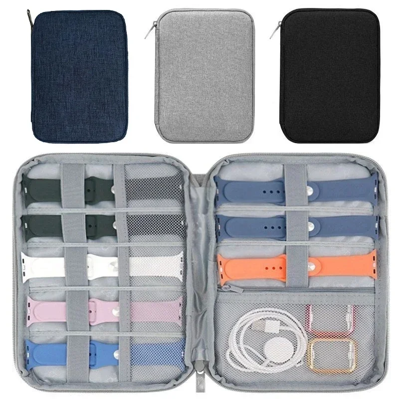 Watchband Box For Apple Watch Strap Case Travel Smart Watch/Data Cable Storage Bag Box Watches Organizer For Apple Watch Band