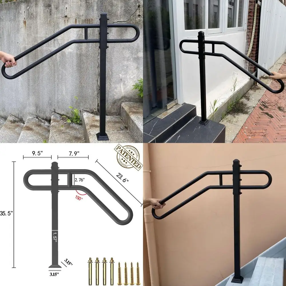درابزين من الحديد المطاوع في الهواء الطلق لعدد 1-3 خطوات، درابزين الدرج، درابزين المرآب، تصميم متين وأنيق #1