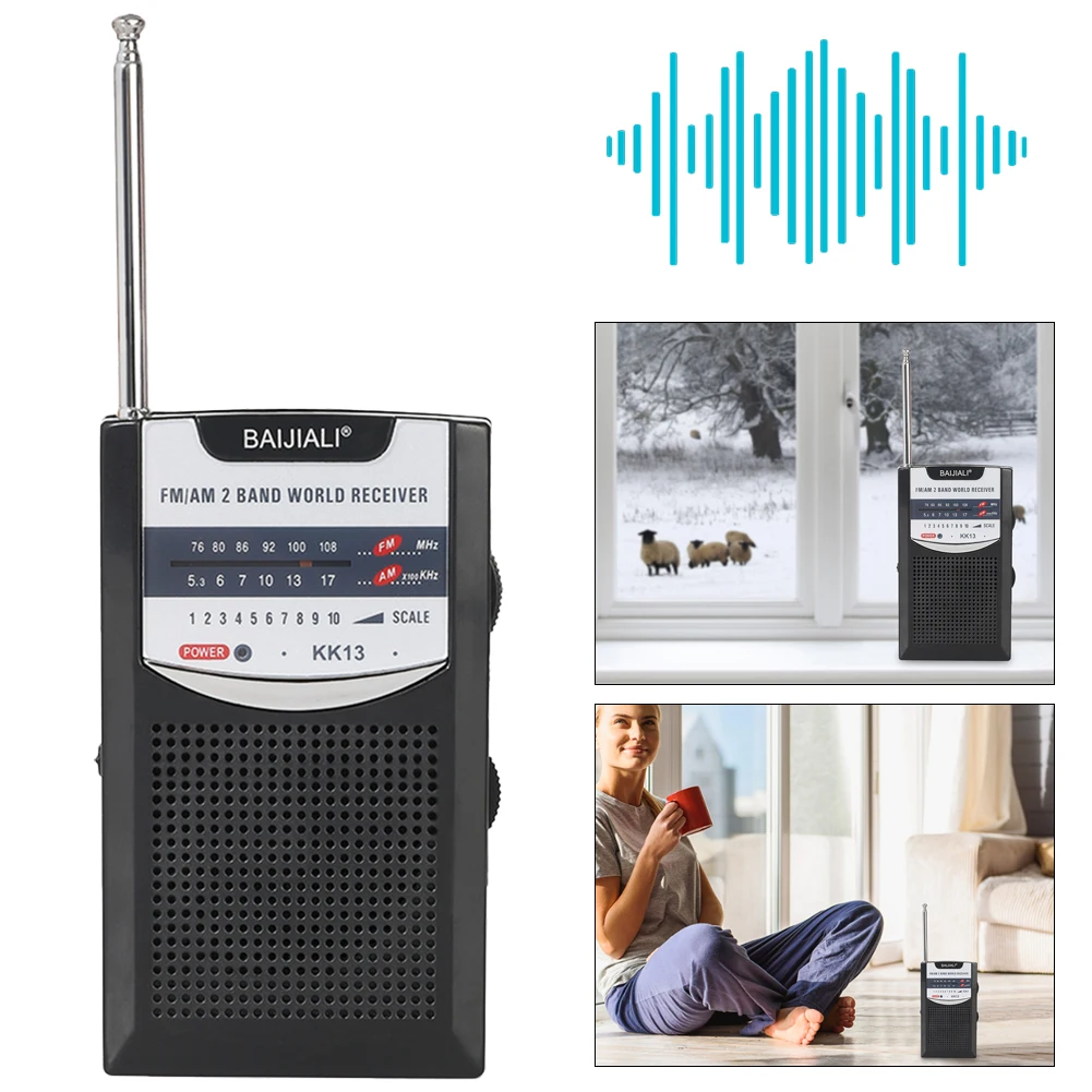

Portable Radio Battery Operated Stereo Radio Telescopic Antenna Portable Mini Radio AM/FM Pocket Radio for Outdoor Emergency Use
