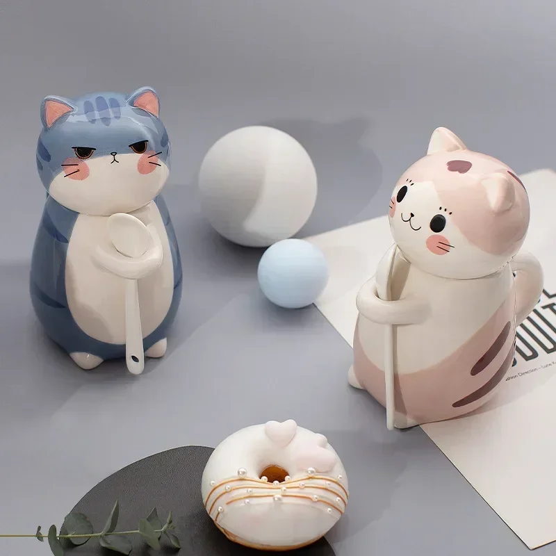 275ml Cute Cat Ceramic Water Cup Creative Hand Painted 3D Mug with Handle Coffee Tea Milk Breakfast Cups Nice Gifts