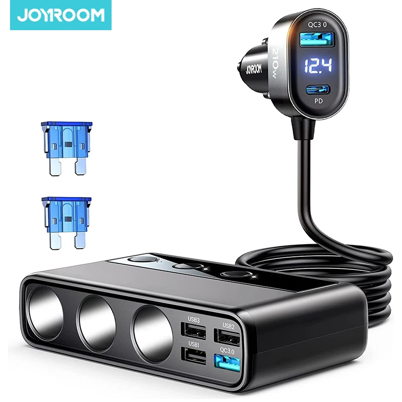 

Joyroom 154 Вт 9 в 1 Автомобильное зарядное устройство адаптер PD 3 гнездо прикуриватель сплиттер зарядка независимые переключатели DC гнездо сигареты