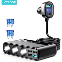 Joyroom 210W 9 in 1 Car Charger Adapter PD 3 Socket Cigarette Lighter Splitter Charge Independent Switches DC Cigarette Outlet