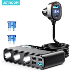 Joyroom 210W Car Charger Adapter 9 in 1 Charge Independent Switches DC Cigarette Outlet PD 3 Socket Cigarette Lighter Splitter
