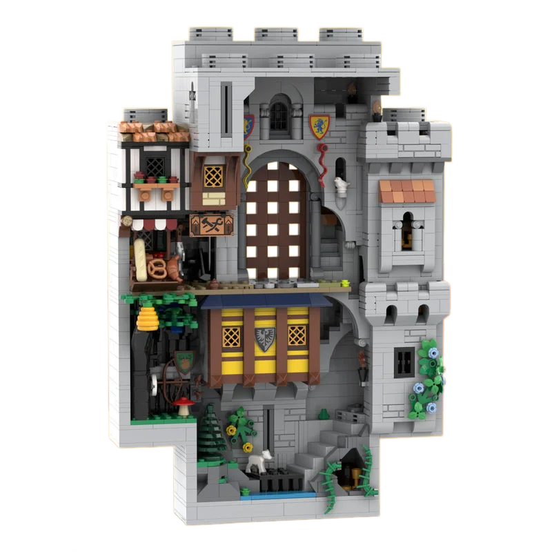 

Строительные блоки MOC, модель средневековой городской стены, фигурка, 2134 детали, креативный праздничный подарок, подходит для всех энтузиастов.