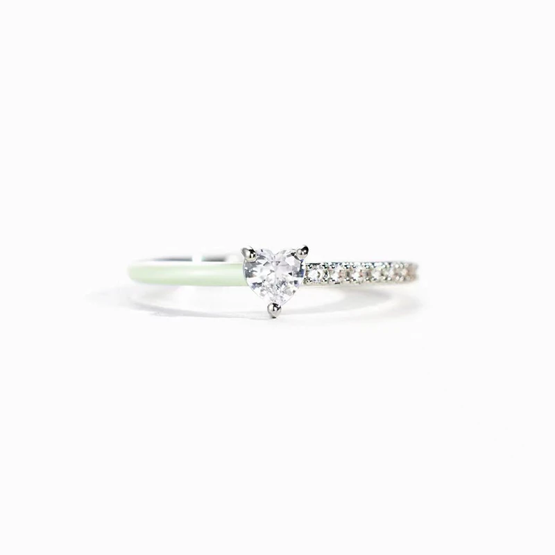 Colore argento donne cuori rettangolo CZ anello da dito classico lusso accessori da sposa festa di compleanno regalo di fidanzamento gioielli