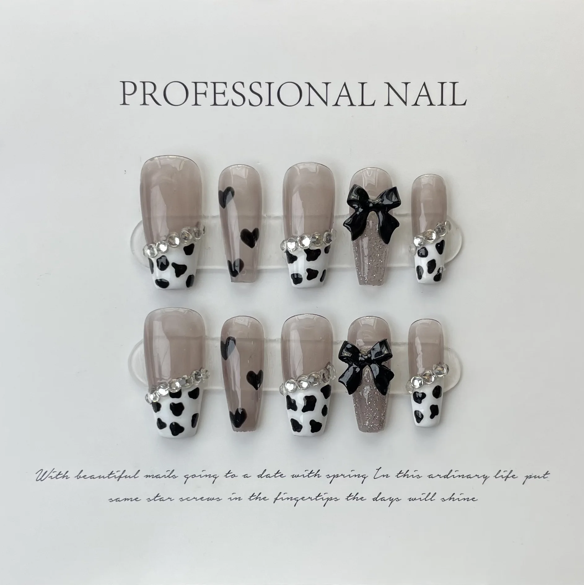 

Wearable Leopard Print French Handmade Press on Nails Full Cover Artificial Ballerina Nail Art Acrylic High Quality Fake Nails