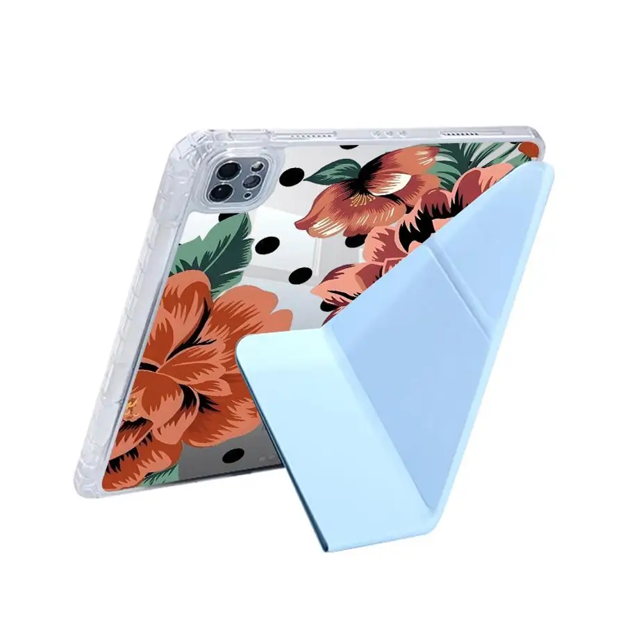 Flower Tablet Case For iPad Pro 2025 Mini 6 7 Pro 11th 10th 9th 8th 7th 12.9inch Air 4 5 M3 M2 1 2 M4 11inch Y-Fold Holder Cover
