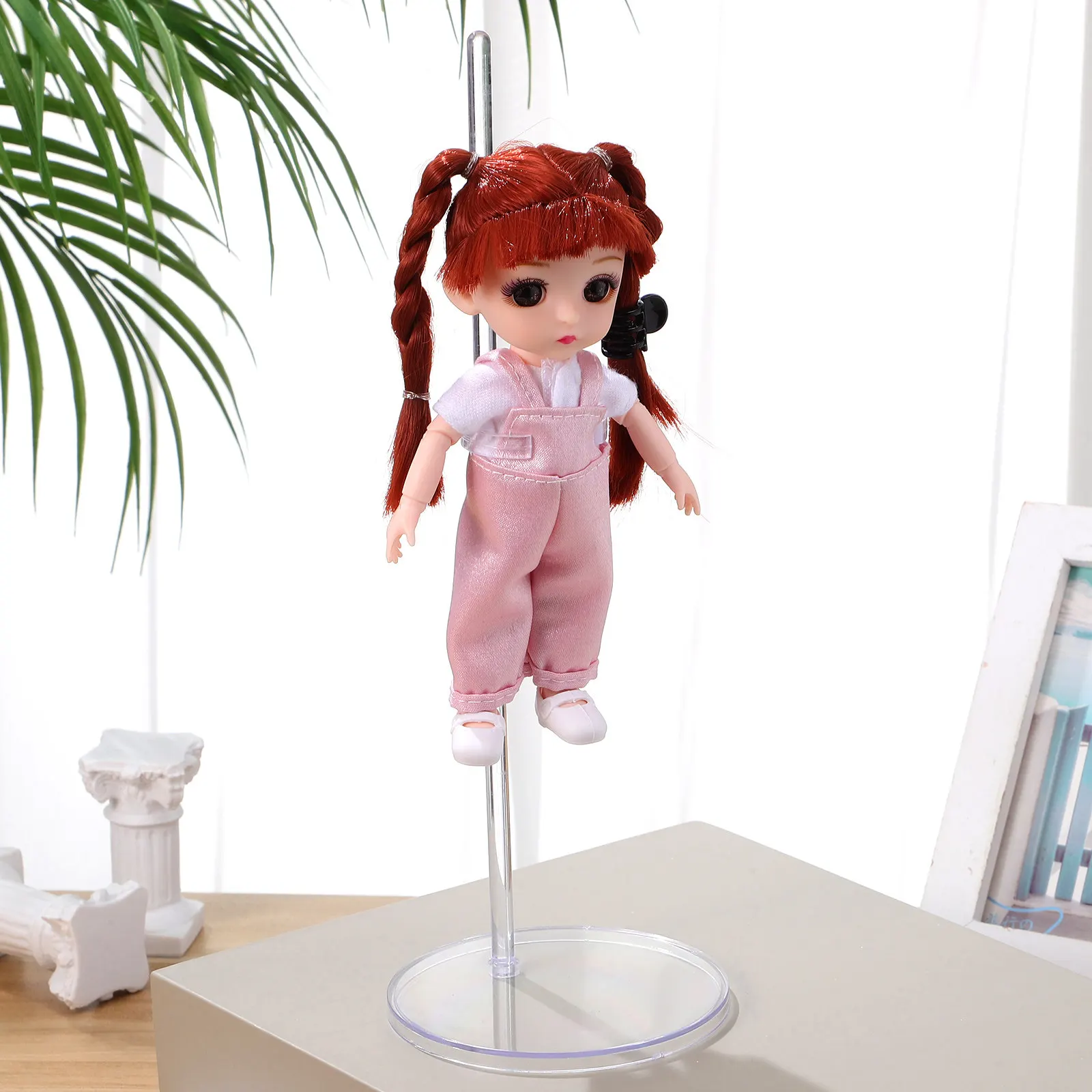 

12Pcs Transparent Mini Display Stand for Adjustable Clip Wide Base Stable Support Stand for Fashion Dress-Up