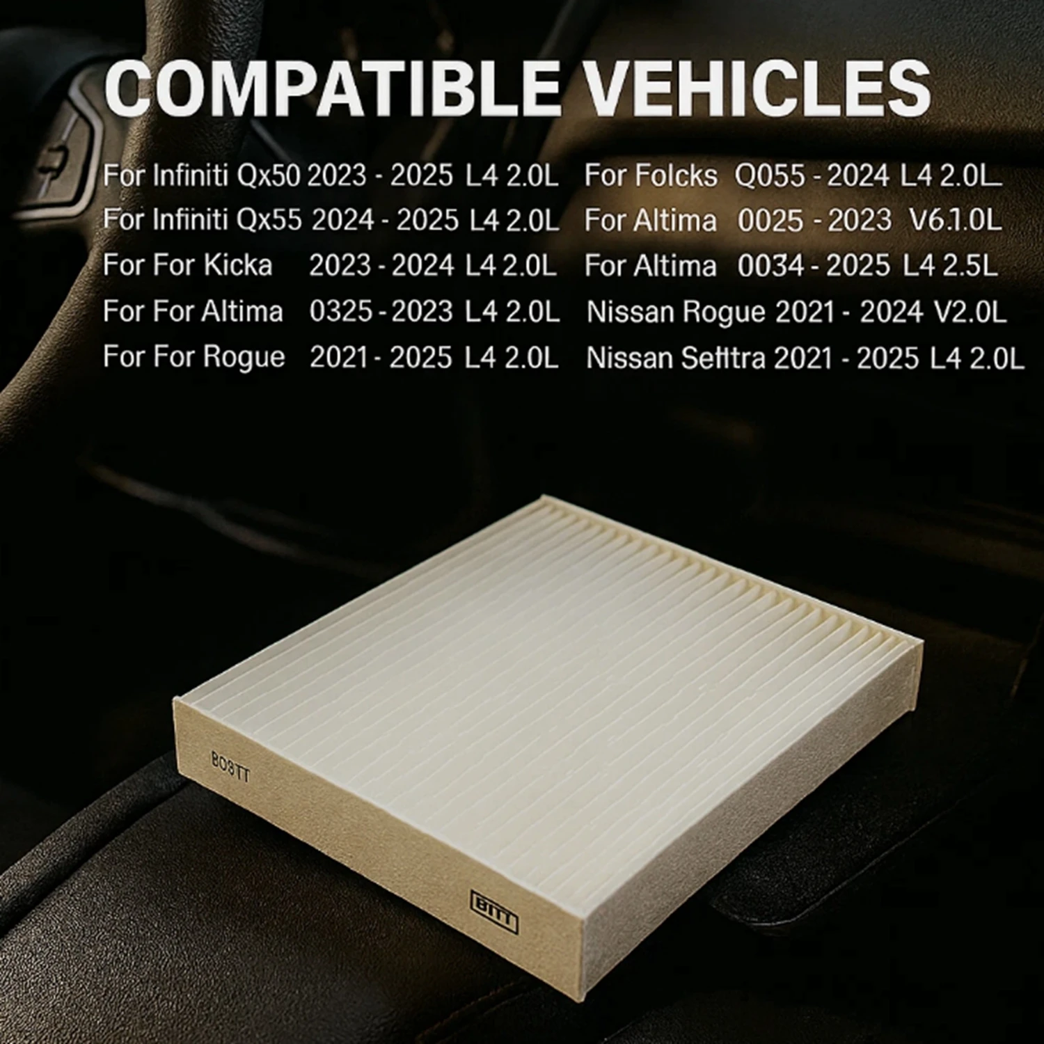 For Infiniti QX50 QX60 Altima Kicks Murano Cabin Air Filter Part Number 27891-5RB0A for Vehicle Air Quality Improvement 4