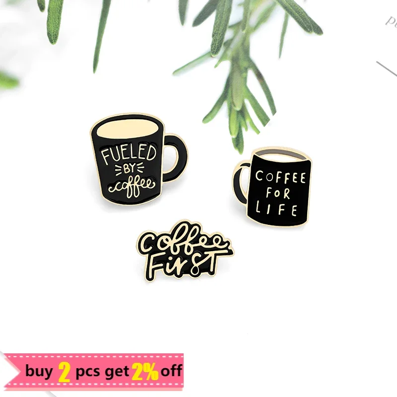 Book and Coffee Enamel pins Collection 