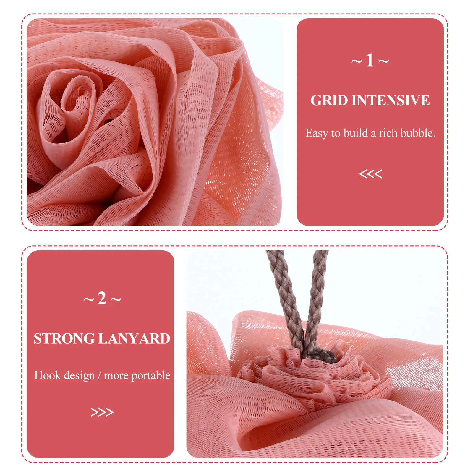

2Pcs Elegant Rose Bath Ball Mesh Sponge for Luxurious Shower Experience Strong Foaming Bath Scrubber Shower Sponge