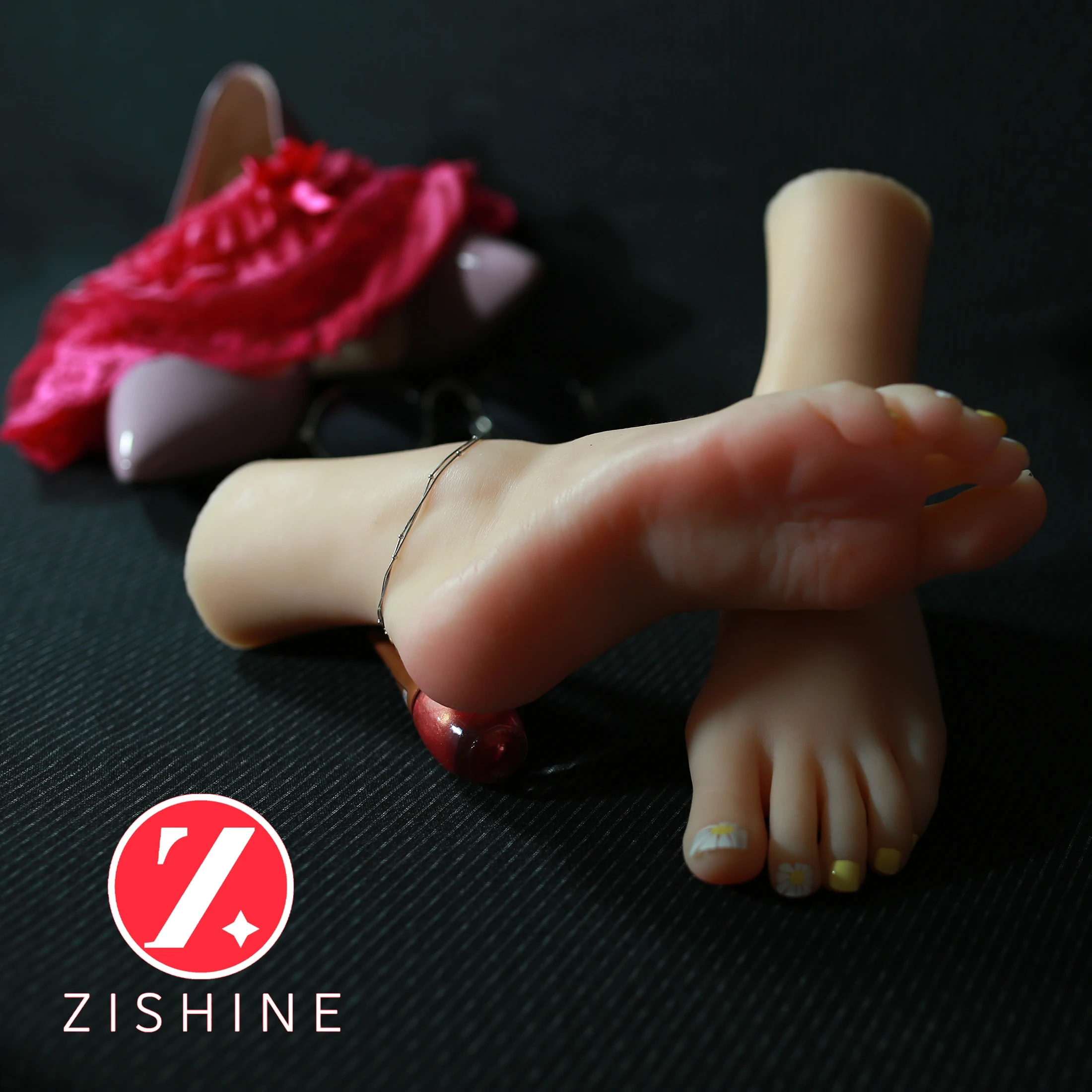 Female Foot Model Deep Arch Mannequin Fake Nail Rubber Plastic Silicone Display Tarsel Bone Ankle Dummy Human Lifelike Feet 36D