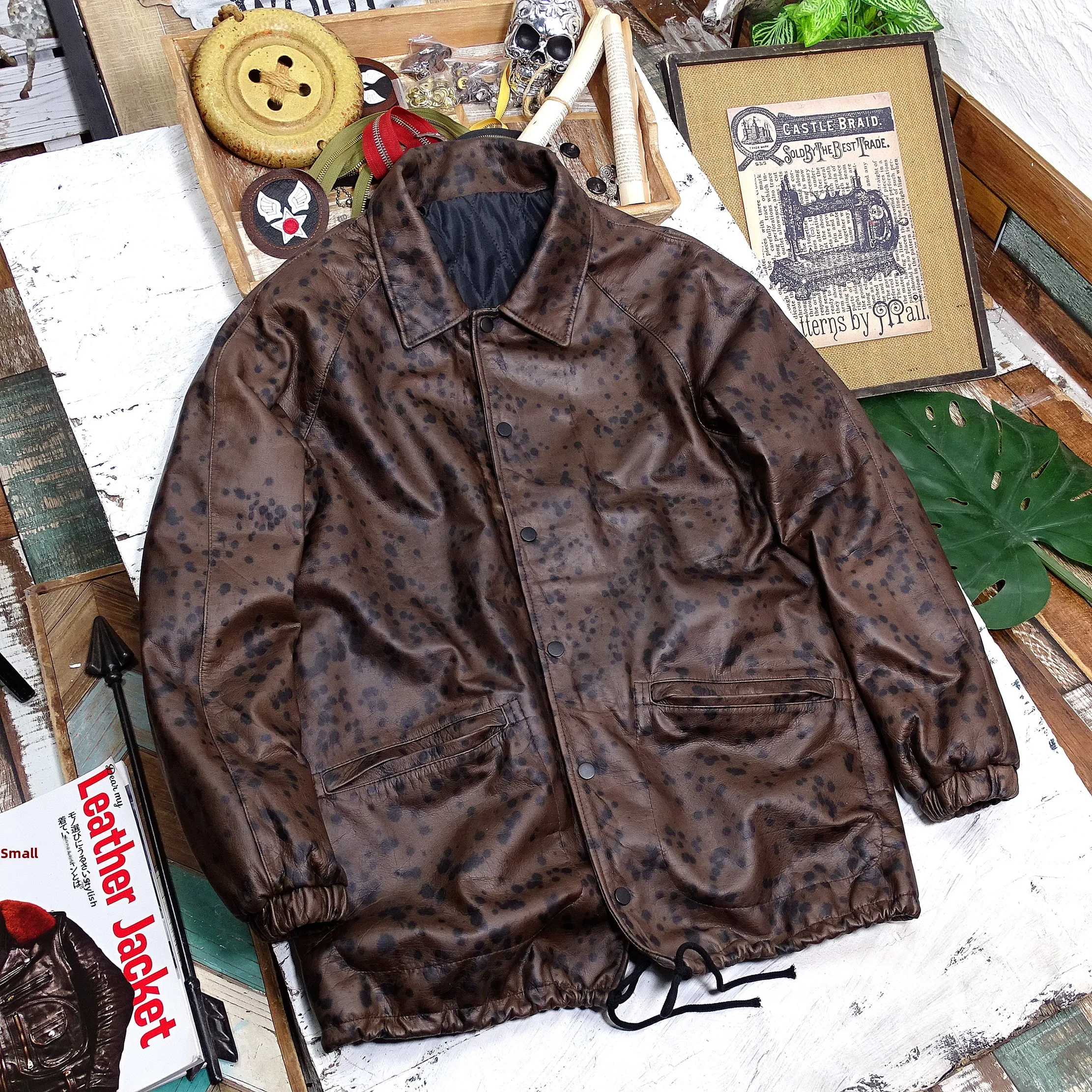 

Street Sle Skateboard Jaet ex Легкое весеннее пальто из воловьей кожи с дизайном Fiti Splatter Design American Casual Faion