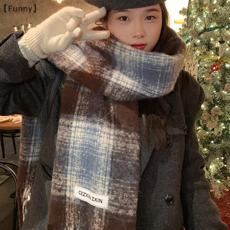 ómGrappig Sigur Nieuwe Geruite Sjaal Vrouwen Herfst En Winter Koreaanse Stijl Mode All-Match Dikke Warme Paar Sjaal
