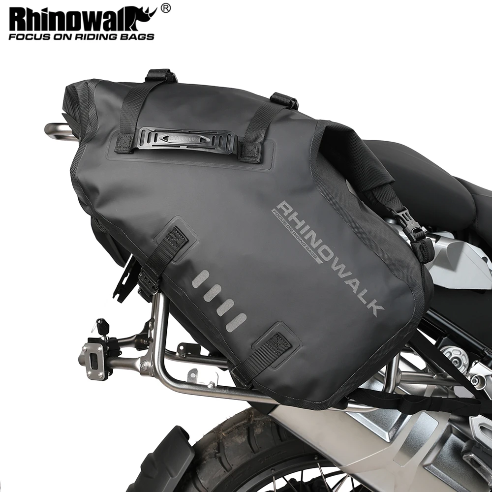 Rhinowalk Double Side Motorcycle Bag 100% Waterproof 18L/28L/48L Large Capacity Motor Pannier Storage Bags Side Storage Pack 2PC