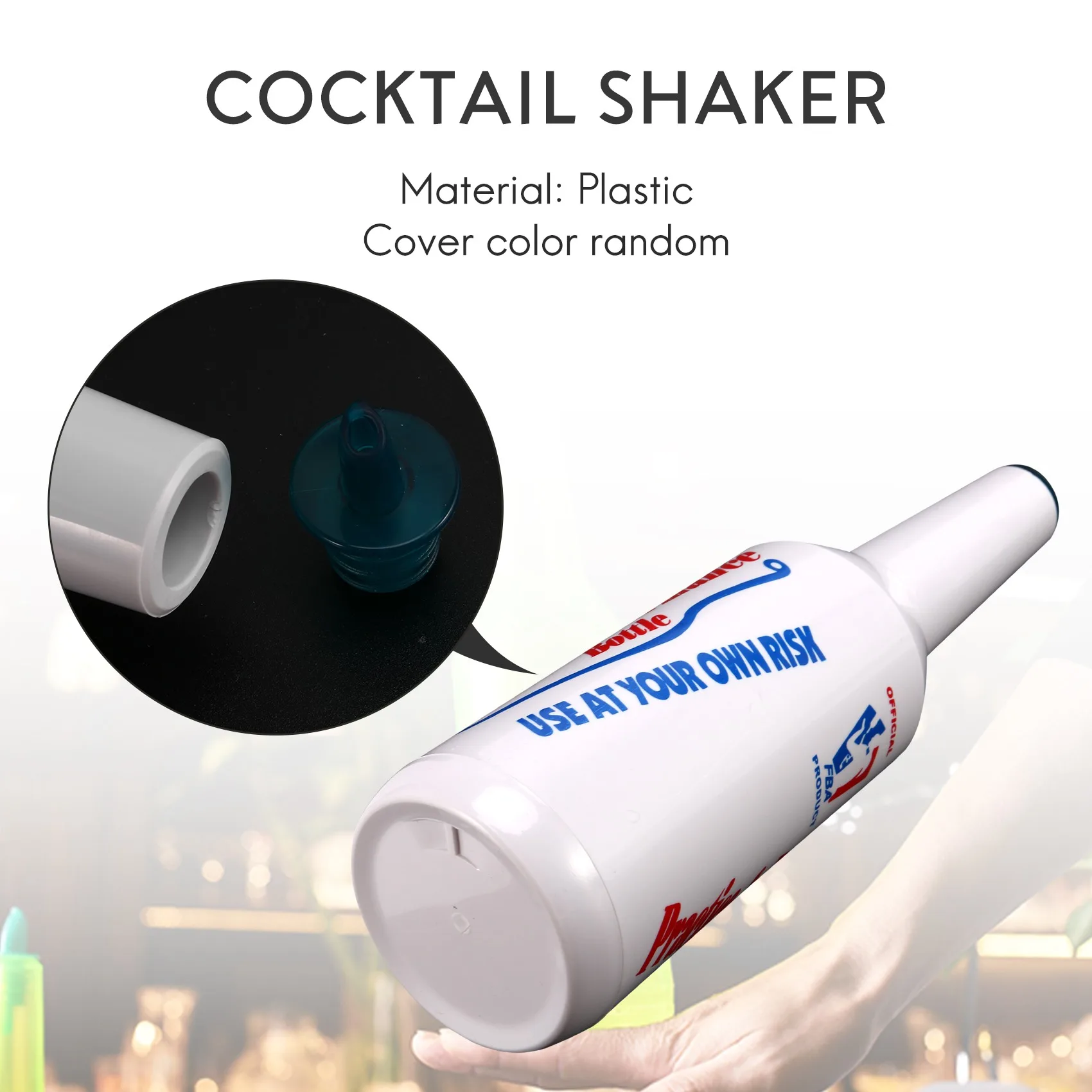 Flair Bartender Bartending Practice Bar Pub Bottle Wine Cocktail Shaker - สีขาว