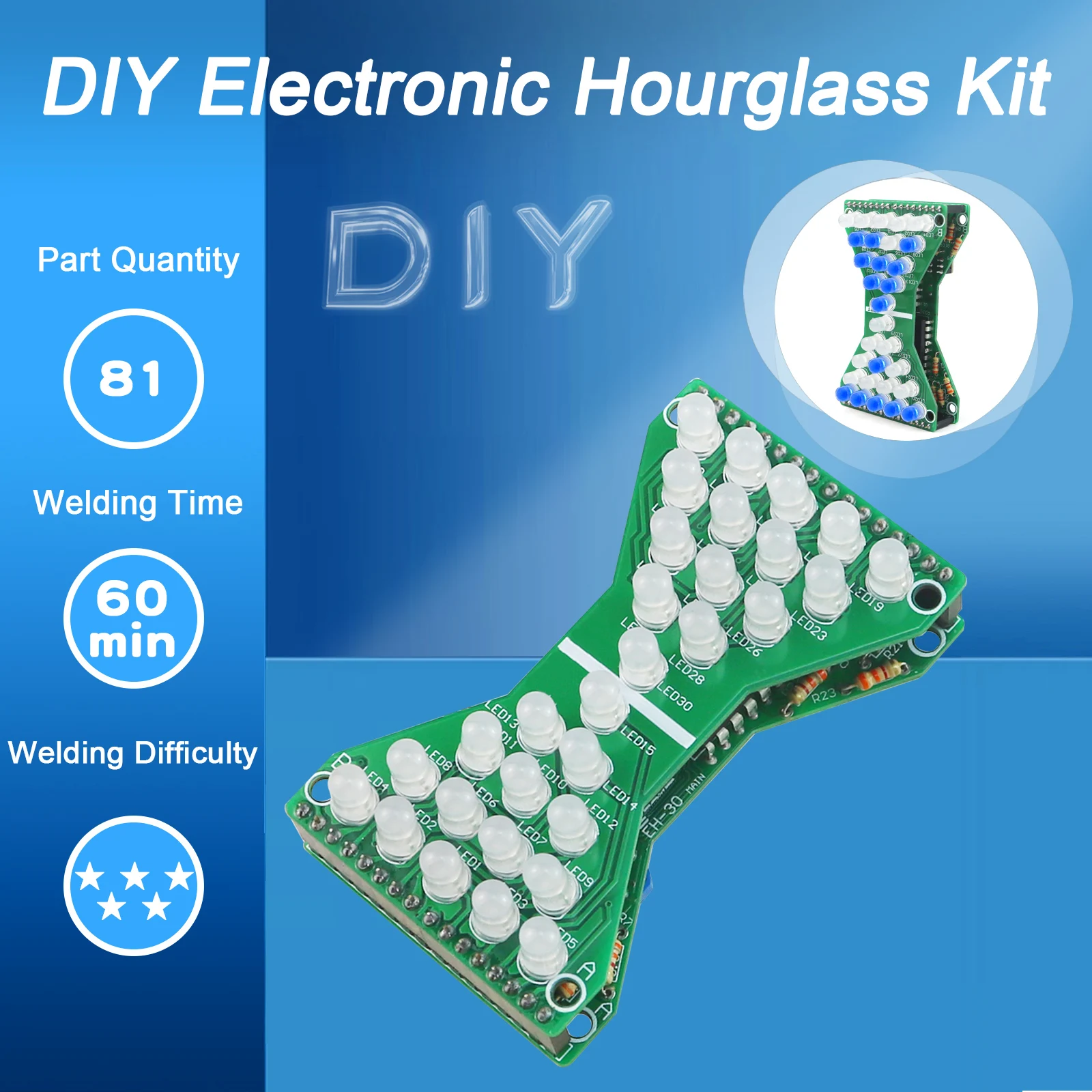 DIY-電子hourglassキット,LED,2層PCBボード,点滅灯コンポーネント,溶接,実用的,学生用