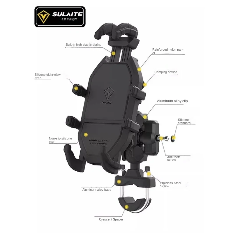 Motorcycle Mobile Phone Seat, Riding Shock Absorber Motorcycle Navigation, Shock Absorber Waterproof Fixed Support Equipment