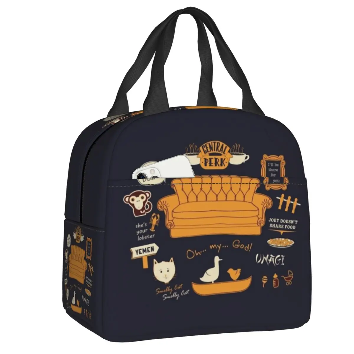 

Custom Friends Portable Lunch Box for Women Multifunction Classic TV Show Cooler Thermal Food Insulated Lunch Bag Office Work