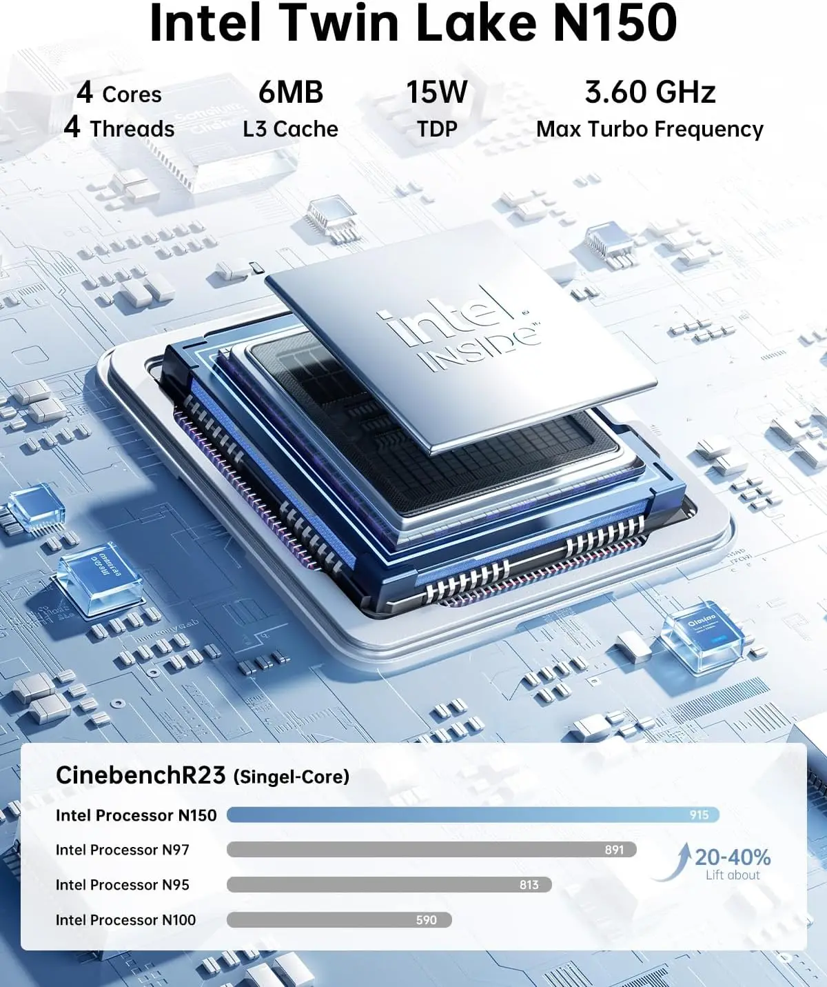 كمبيوتر صغير ACEMAGIC-Essenx E2 ، حواسيب صغيرة ، N150 ، 16 جيجابايت ، DDR4 ، 1 SSD ، HDMI ، DP1.4 ، ثنائي 4K ، UHD ، إيثرنت جيجابت ، WiFi5 ، BT4.2