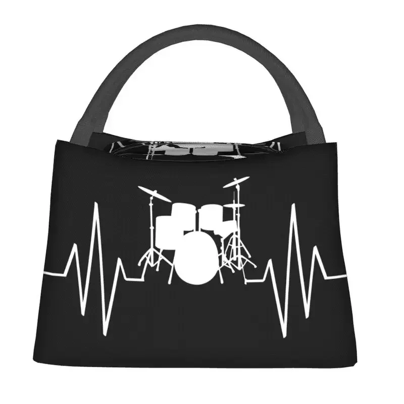 Heartbeat Drums Resuable Lunch Boxes for Women Multifunction Drummer Music Thermal Cooler Food Insulated Lunch Bag