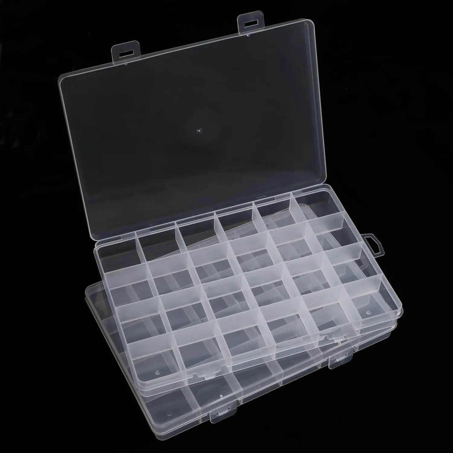 

2 Pack 24 Grid Clear Plastic Organizer Box for Beads, Jewelry, Small Parts Storage